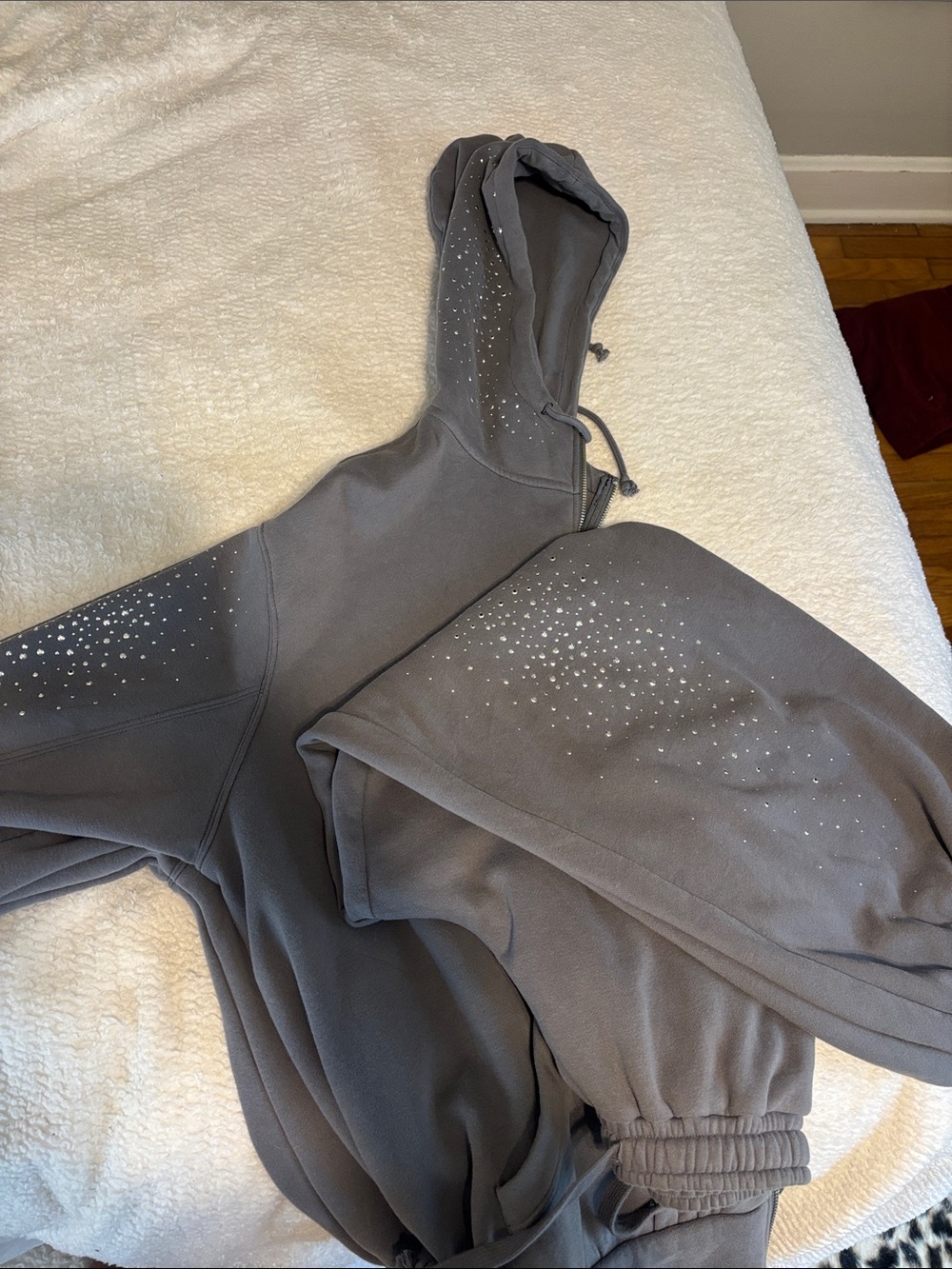 Urban outfitters Gray Hooded Sweatshirt and sweatpants set with Sparkle